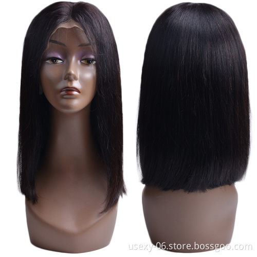 Wholesale Price Natural Color Human Hair Virgin Brazilian Cuticle Aligned Hair Lace Front Bob Brazilian Wigs  Extensions